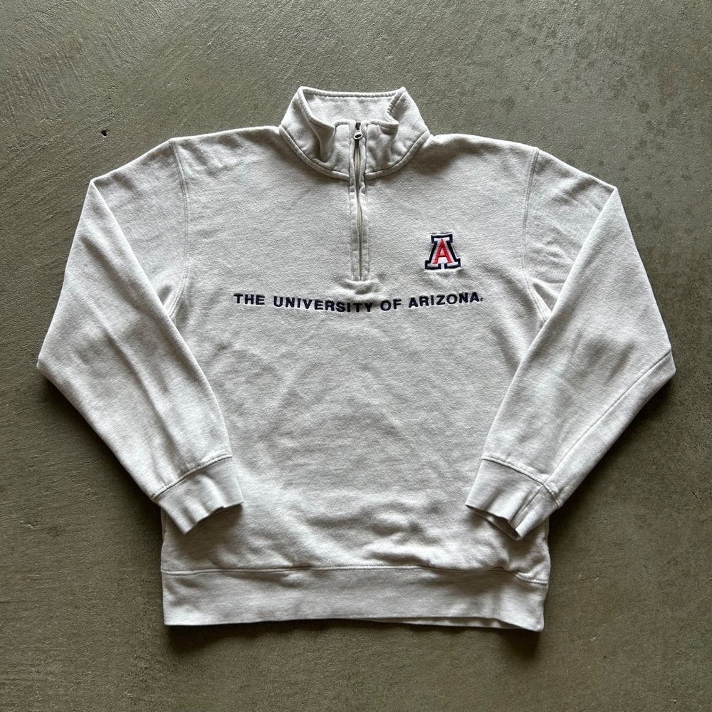 Vintage Arizona University 1/4 Zip Sweatshirt Size Small Gray College Pullover